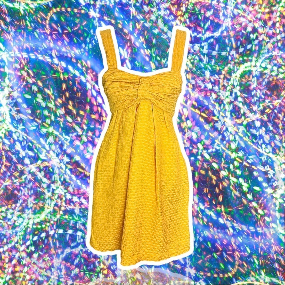 NWOT See By Chloé Golden Yellow Silk Jacquard Button Strap Babydoll Dress Size 2